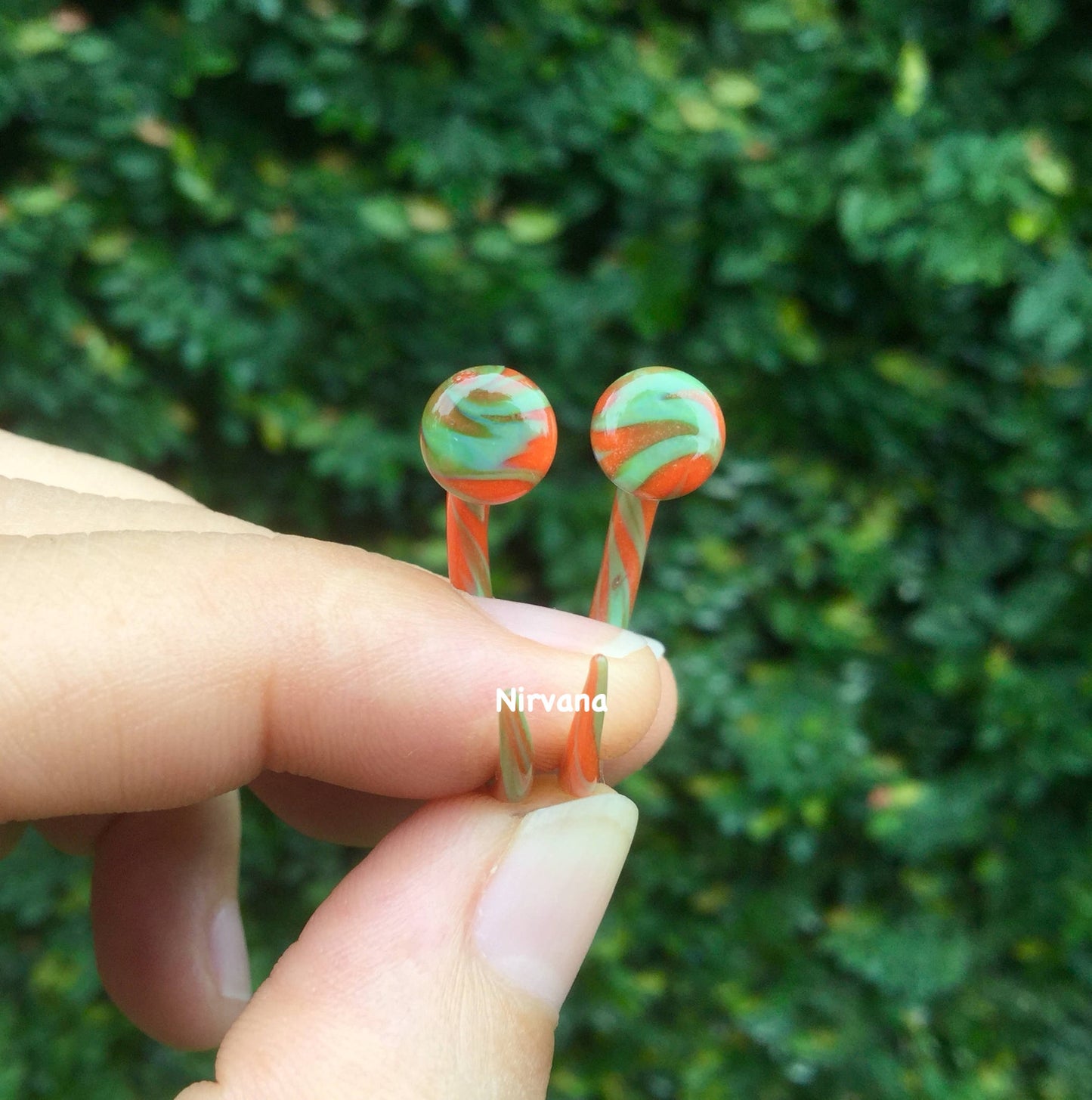 1 Pair (2 Pieces) Jade Green & Orange Claws Free-Style Pattern