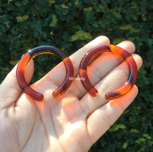 1 Pair (2 Pieces) Nirvana's Imitation Amber Color Glass Hoops