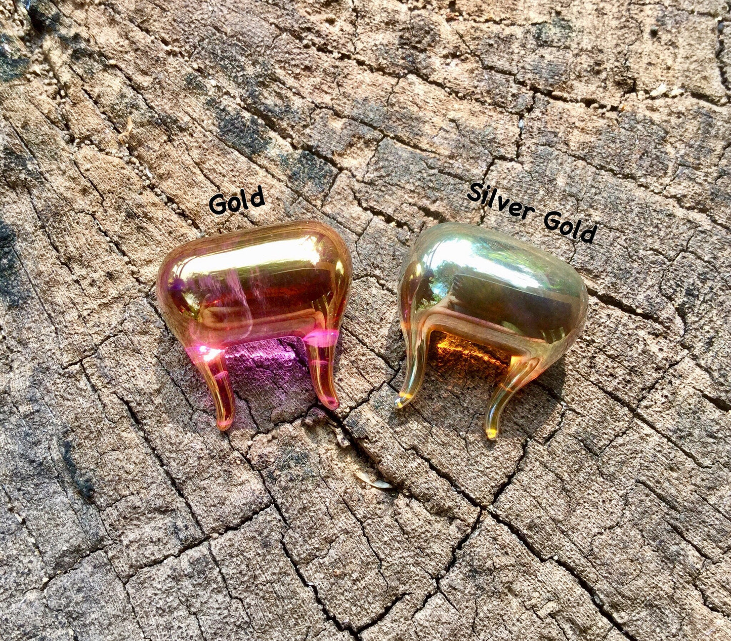 1 Pair (2 Pieces) Glass Silver/Gold Septum Retainer