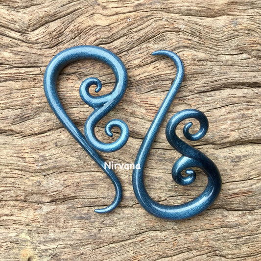 1 Pair (2 Pieces) Unobtanium Color Glass Venus Spirals