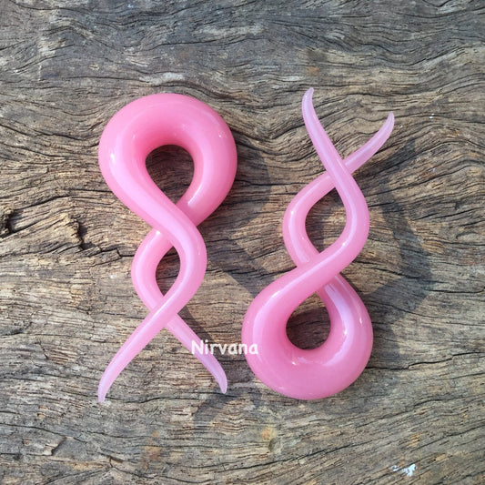 1 Pair (2 Pieces) Pink Double Twists