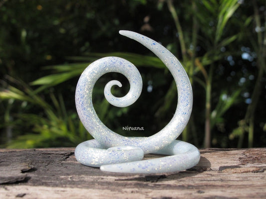 1 Pair (2 Pieces) Pearlescent "GRAY" Dichroic Super Spirals