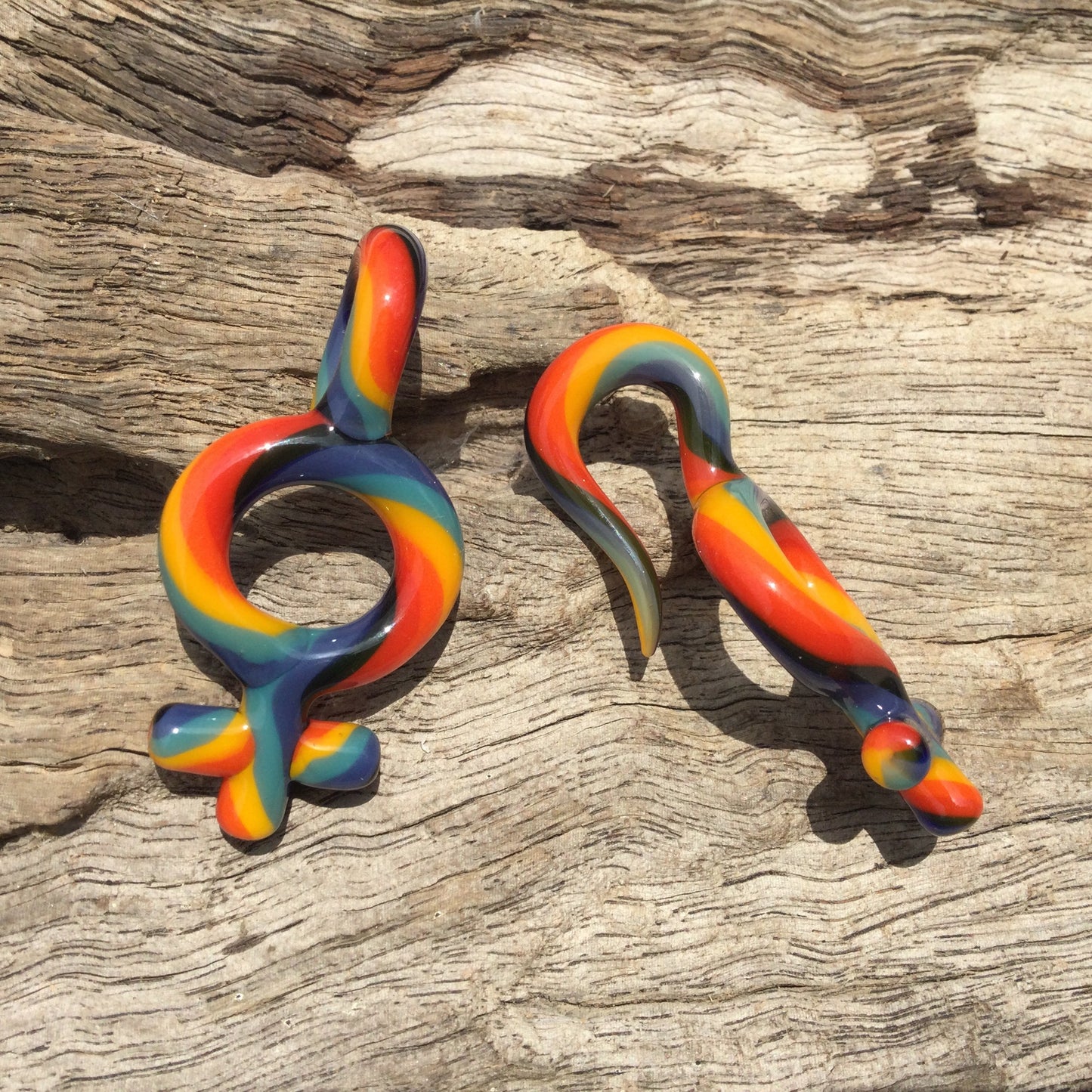1 Pair (2 Pieces) Gay Pride Rainbow Female Symbol Glass Ear Shapes