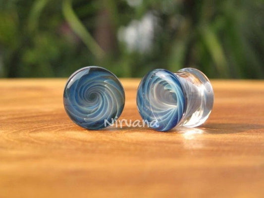 1 Pair (2 Pieces) Exotic Blue Tornado Vortex Plugs