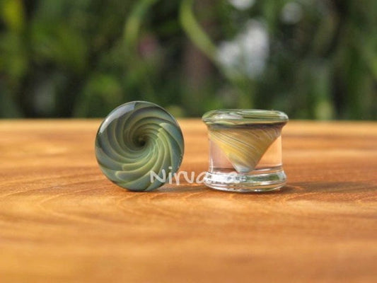 1 Pair (2 Pieces) Exotic Green Tornado Vortex Plugs
