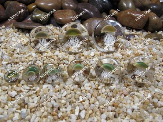 1 Pair (2 Pieces) Pyrex Glass Jellyfish Plugs