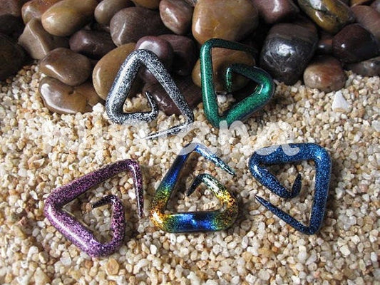 1 Pair (2 Pieces) Dichroic Glass Triangle or Square Ear Spiral Shapes