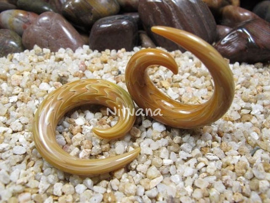 1 Pair (2 Pieces) Exotic Silver Earth Glass Classic Spirals