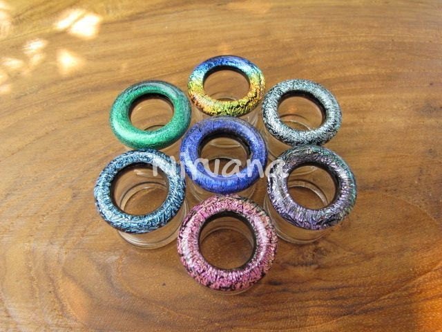 1 Pair (2 Pieces) Dichroic Aqua Glass Tunnels