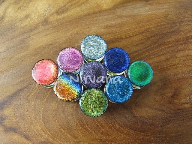 1 Pair (2 Pieces) Aquatic Rainbow Dichroic Glass Plugs