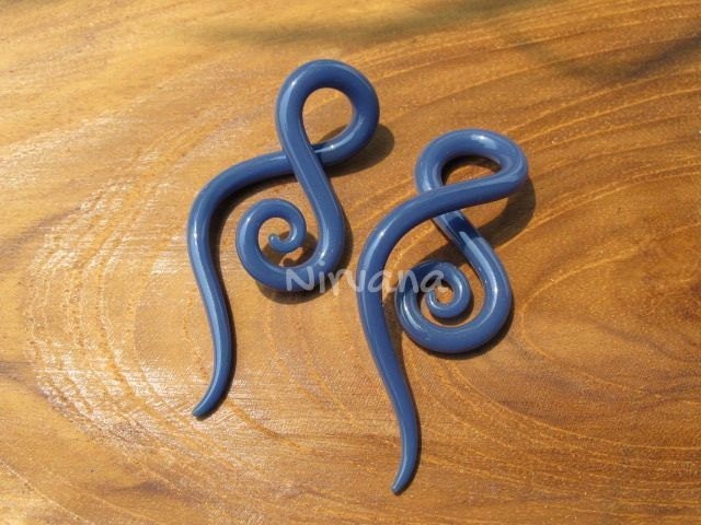 1 Pair (2 Pieces) Purple Urple Glass Note Spirals