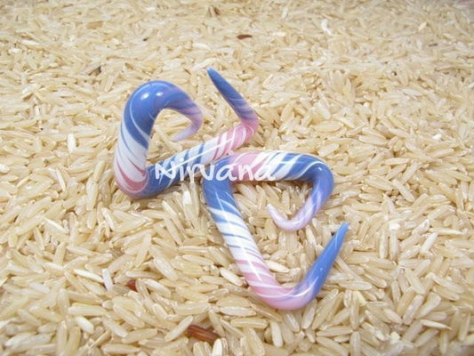 1 Pair (2 Pieces) Purple/Pink/White Free Style Triangle Spirals Glass
