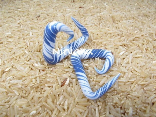 1 Pair (2 Pieces) Purple & White Free Style Triangle Spirals Glass