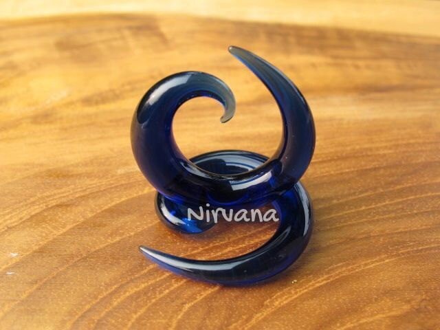 1 Pair (2 Pieces) Solid Color Translucent Cobalt Blue Classic Spirals
