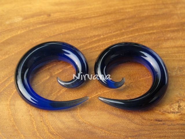 1 Pair (2 Pieces) Solid Color Translucent Cobalt Blue Classic Spirals