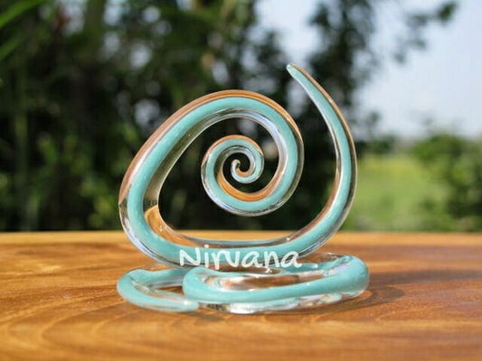 1 Pair (2 Pieces) Sky Blue Encased Tear Drop Glass Spirals