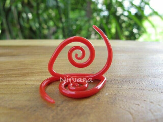 1 Pair (2 Pieces) Solid Color Red Tear Drop Glass Spirals