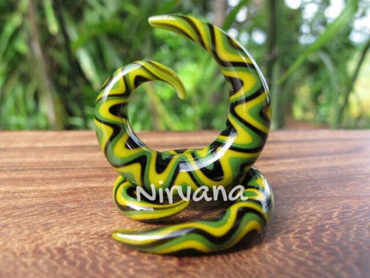 1 Pair (2 Pieces) Jamaica Snake Classic Spirals Glass