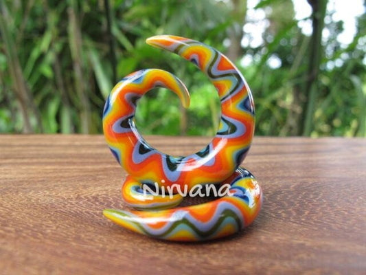 1 Pair (2 Pieces) Rainbow Snake Classic Spirals Glass