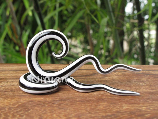 1 Pair (2 Pieces) Black & White Parallels Stripes Pattern Spiral Drops