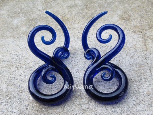 1 Pair (2 Pieces) Cobalt Blue Bonita Ear Spirals