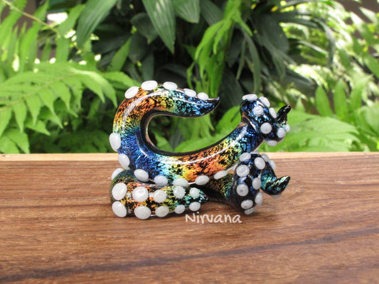 1 Pair (2 Pieces) Aquatic Rainbow Dichroic Octopus Ear Shapes