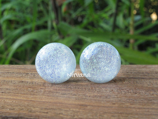 1 Pair (2 Pieces) Pearlescent "GRAY" Dichroic Glass Plugs