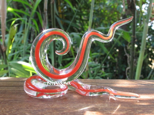 1 Pair (2 Pieces) Encased Red Spiral Drops