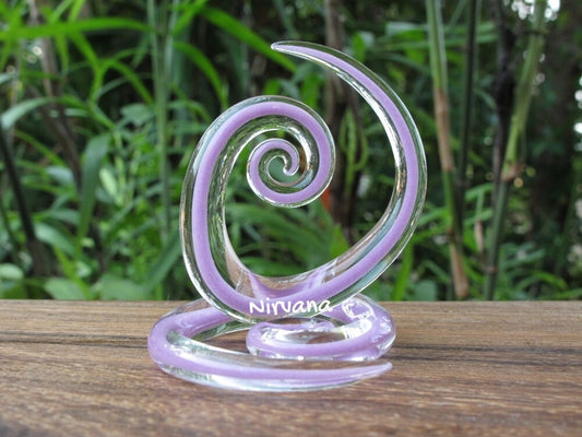 1 Pair (2 Pieces) Mauve Purple Encased Tear Drop Glass Spirals