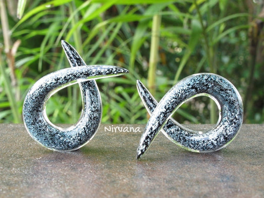 1 Pair (2 Pieces) Dark Silver Dichroic Glass Single Twists Spirals