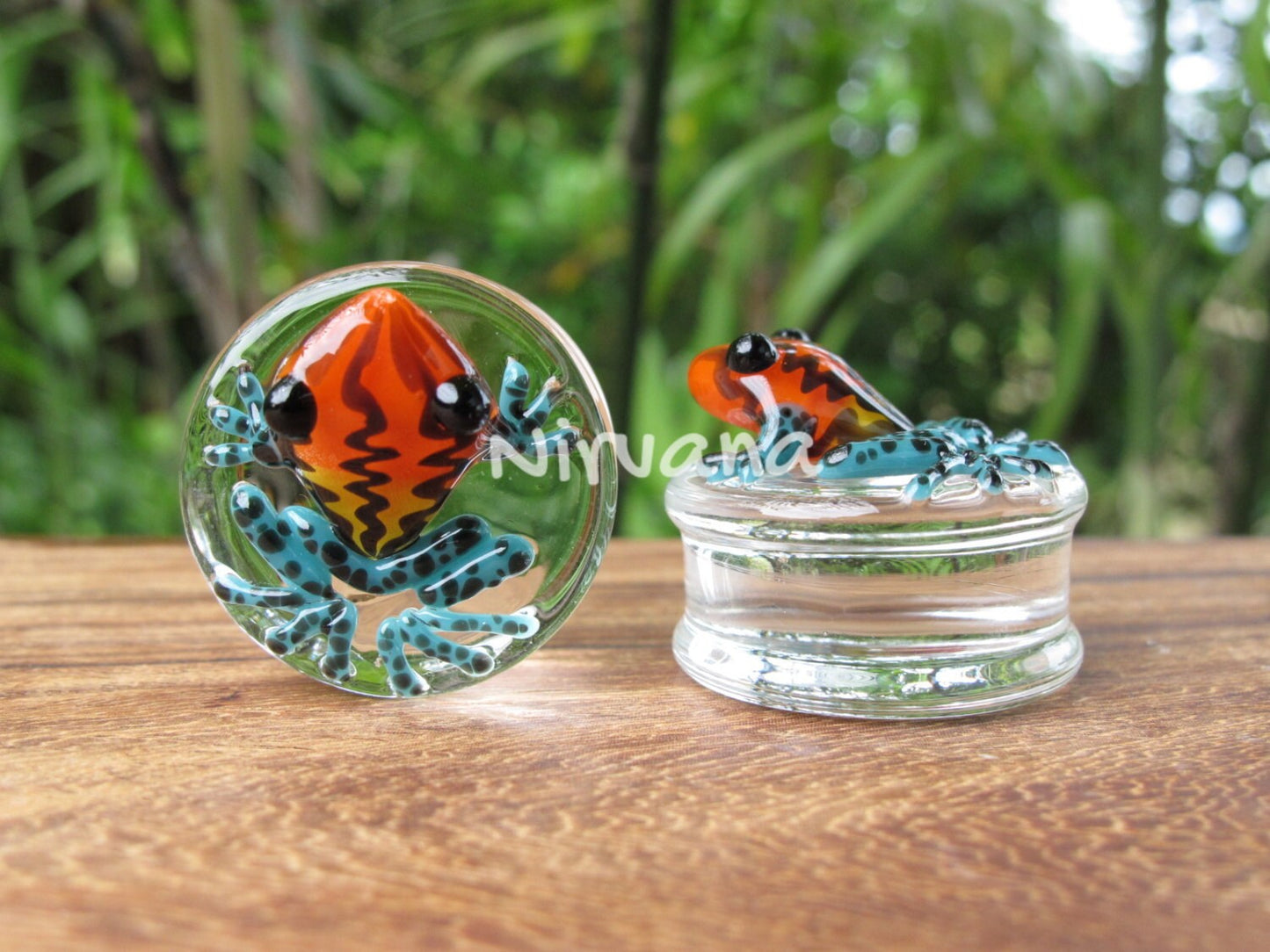 1 Pair (2 Pieces) Sunburst Poison Glass Tree Frog Plugs