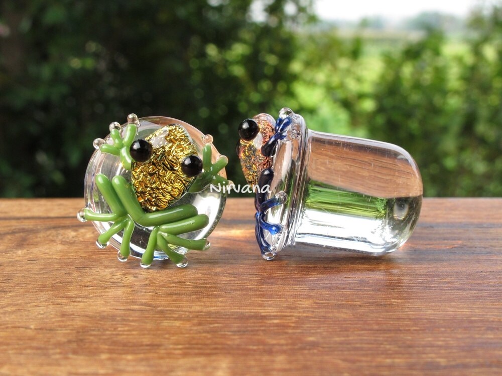 1 Pair (2 Pieces) Custom Pair of Dichroic Poison Tree Frog Plugs