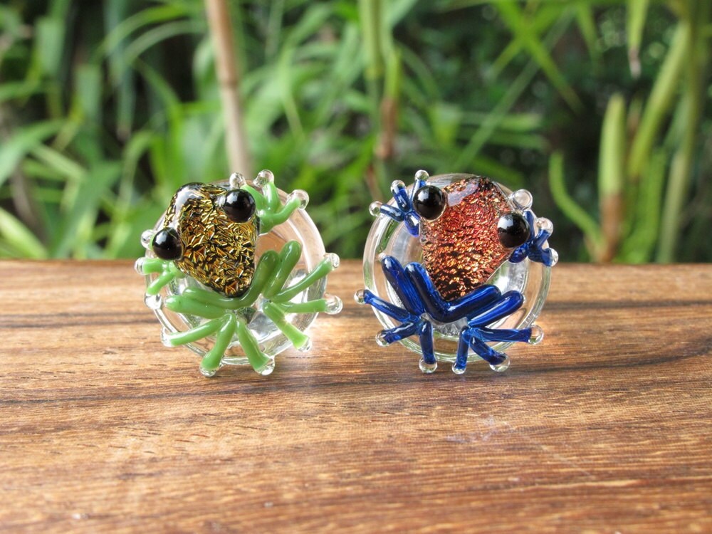 1 Pair (2 Pieces) Custom Pair of Dichroic Poison Tree Frog Plugs