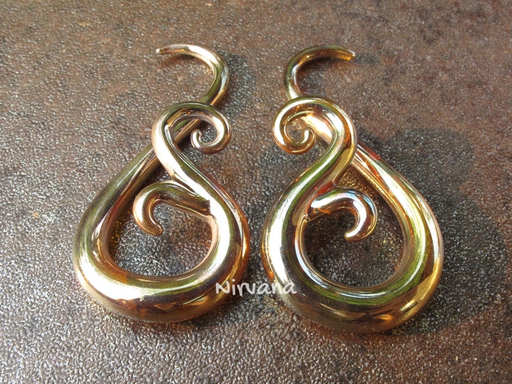 1 Pair (2 Pieces) Real Silver/Gold Color Glass Venus Spirals