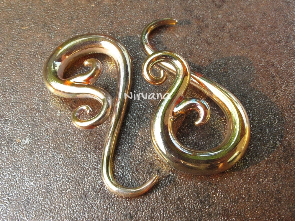 1 Pair (2 Pieces) Real Silver/Gold Color Glass Venus Spirals