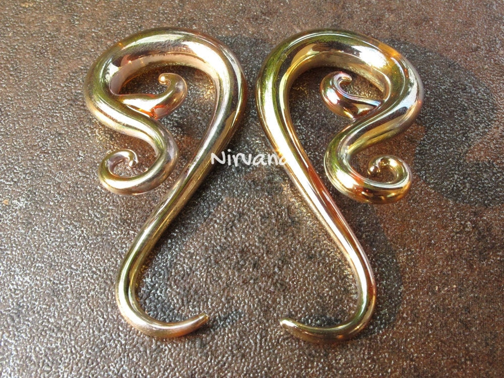 1 Pair (2 Pieces) Real Silver/Gold Color Glass Venus Spirals