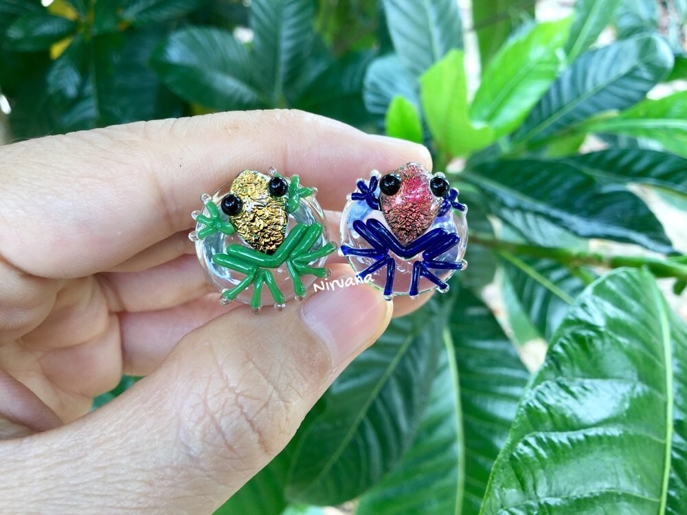 1 Pair (2 Pieces) Custom Pair of Dichroic Poison Tree Frog Plugs