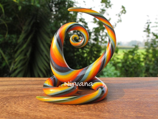 1 Pair (2 Pieces) Rainbow Twist Tear Drop Spirals Glass