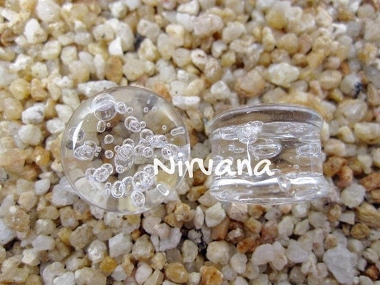 1 Pair (2 Pieces) Clear Bubble Plugs Pyrex Glass